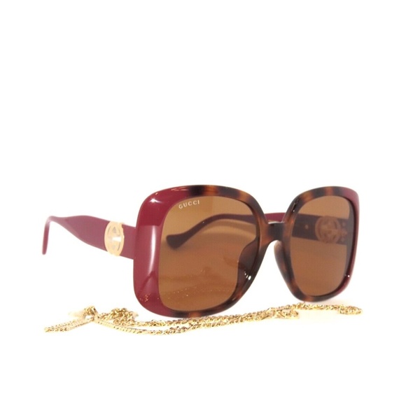 Gucci GG1029SA 1029SA 003 Havana Burgundy Brown Sunglasses 1029 main image 4